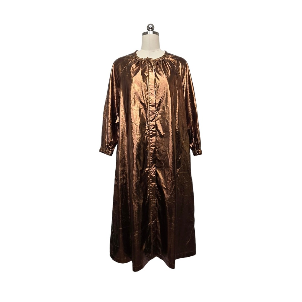 Mare Mare Anthropologie Metallic Bronze Faux Leather Maxi Dress Womens sz Medium